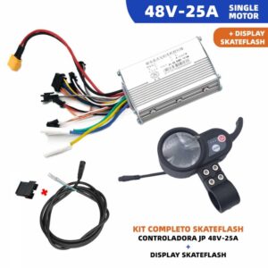 KIT CONTROLADORA JP + DISPLAY + CABO CONEXION SKATEFLASH 48V-25A SIN SENSOR HALL