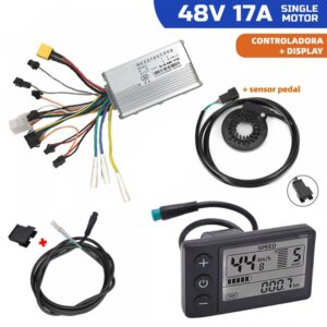 KIT BICI 48V-25A INCLUI CONTROLADORA JP 48V-17A + SENSOR PEDAL + DISPLAY S866 5 PINES + CABO DISPLAY A CONTROLADORA