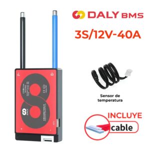 BMS DALY 3S/12V-40A SISTEMA GESTION PARA BATERIAS DE LITIO + SENSOR TEMPERATURA + CABO INCLUIDO