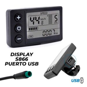 Display S866 Ecrã para bicicleta e trotinete eléctrica com puerto USB